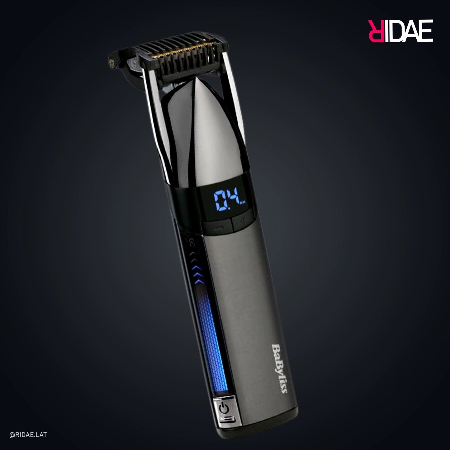 aByliss Super-X Metal Series S996E Black Edition con pantalla digital mostrando la longitud de corte