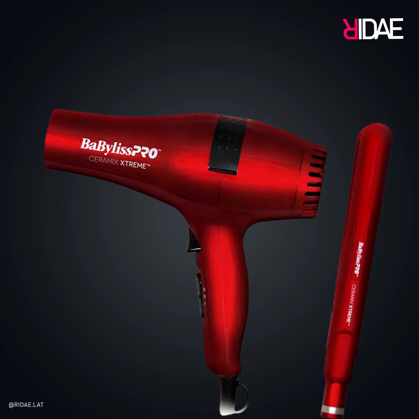 Secador BaBylissPRO Ceramix Xtreme color rojo — vista lateral.