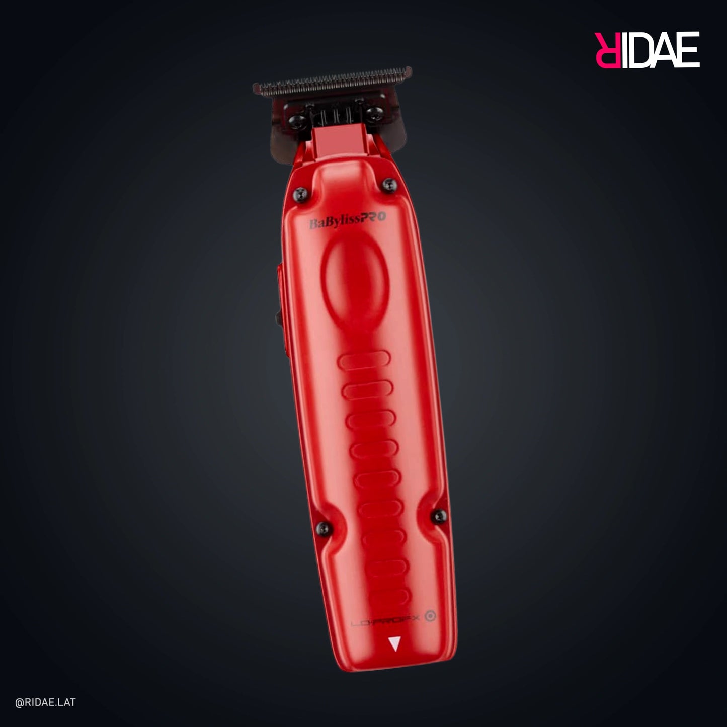 Patillera profesional BaBylissPRO LO-PROFX roja modelo FX726 con cuchilla expuesta y diseño ergonómico.